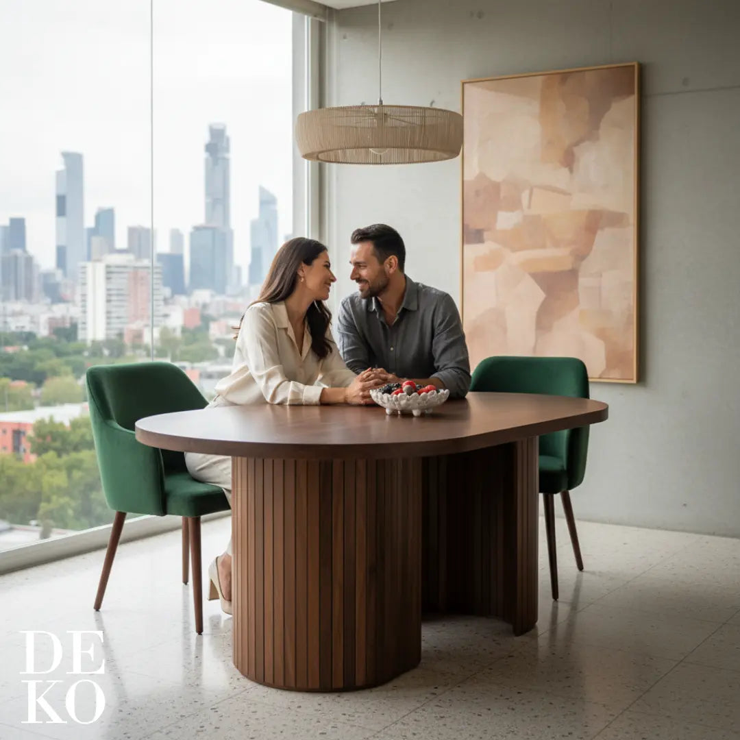 Mesa para Comedor 6 sillas de Parota, detalle de la veta madera, DEKO