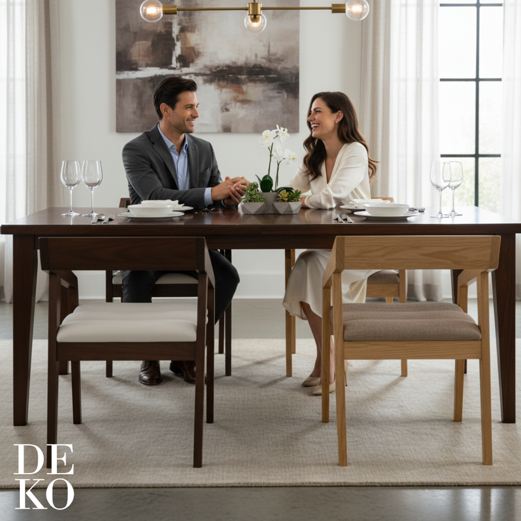 Silla Mid-Century, con tapizado en tela en comedor moderno 6 personas, DEKO