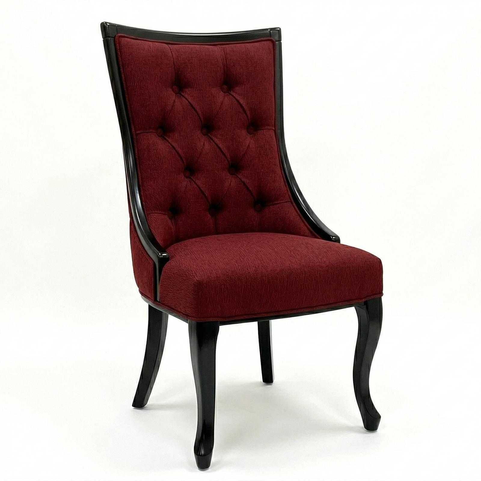 Silla de madera sólida, con tapizado en tela rojo, en rincón de lectura, DEKO