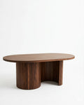 Mesa Nogal de parota maciza con base escultórica, vista frontal , DEKO

