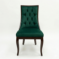 Silla de madera sólida, con tapizado terciopelo verde, vista frontal, DEKO