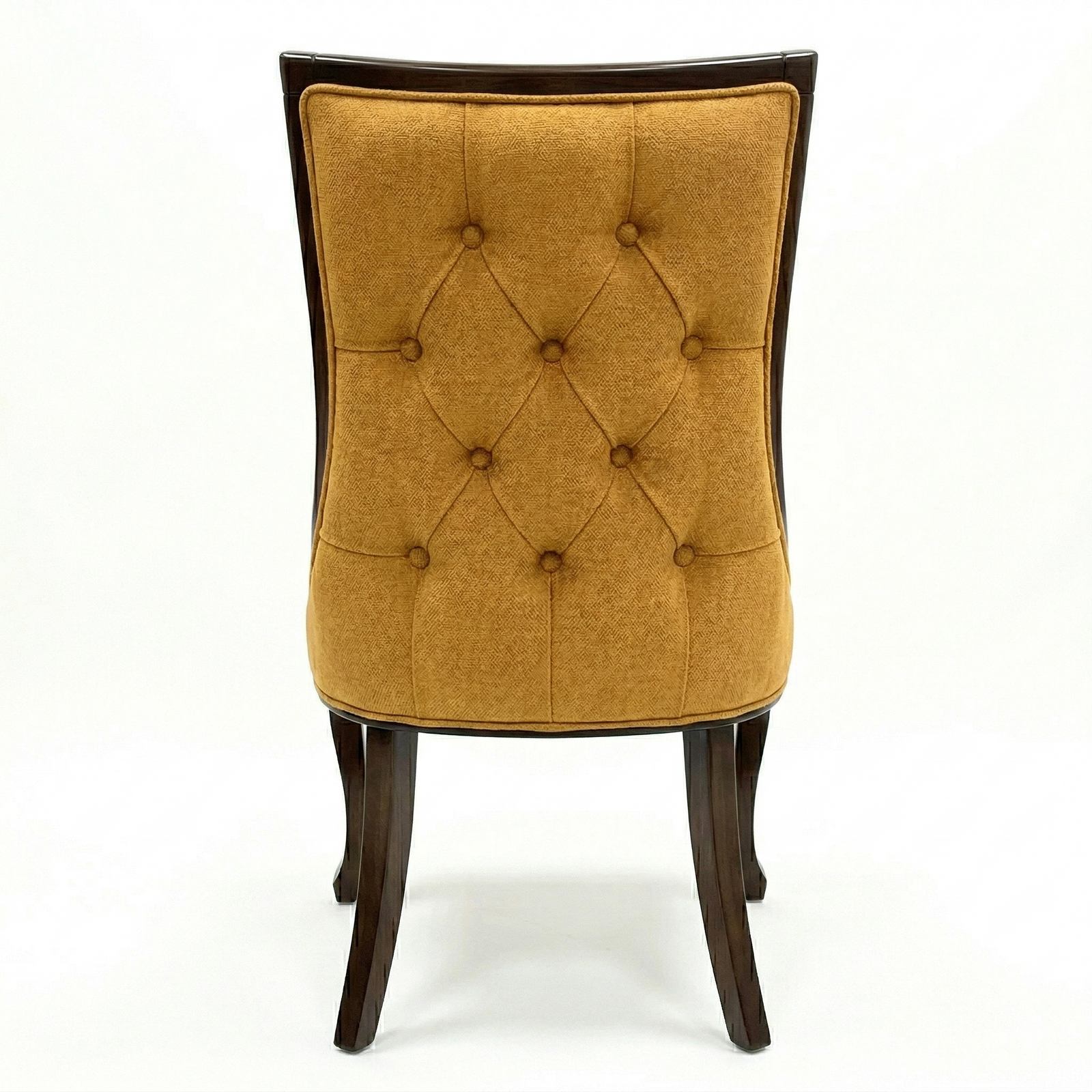 Silla de madera sólida, con tapizado en tela amarillo, en comedor moderno 6 personas, DEKO